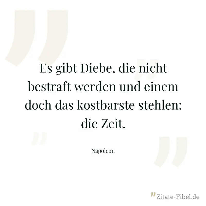 Es gibt Diebe, die nicht bestraft werden und einem doch das kostbarste stehlen: die Zeit. - Napoleon