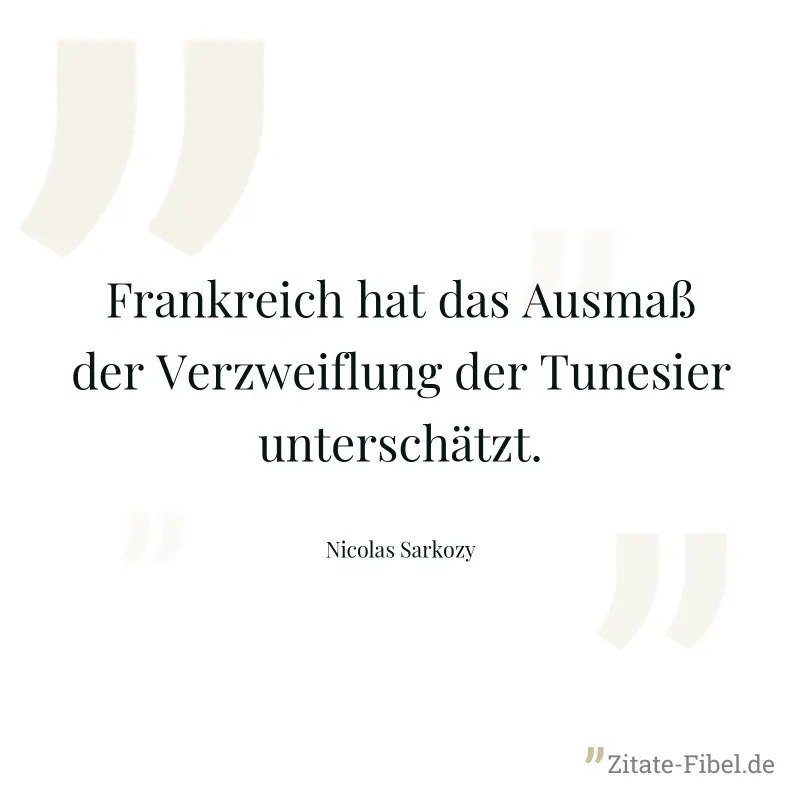 Frankreich hat das Ausmaß der Verzweiflung der Tunesier unterschätzt. - Nicolas Sarkozy