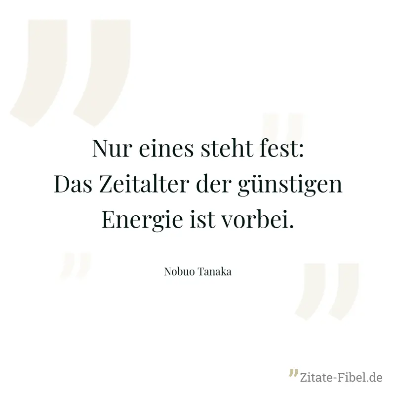 Nur eines steht fest: Das Zeitalter der günstigen Energie ist vorbei. - Nobuo Tanaka