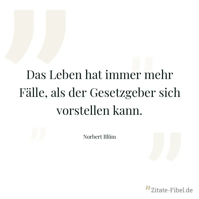 Das Leben hat immer mehr Fälle, als der Gesetzgeber sich vorstellen kann. - Norbert Blüm