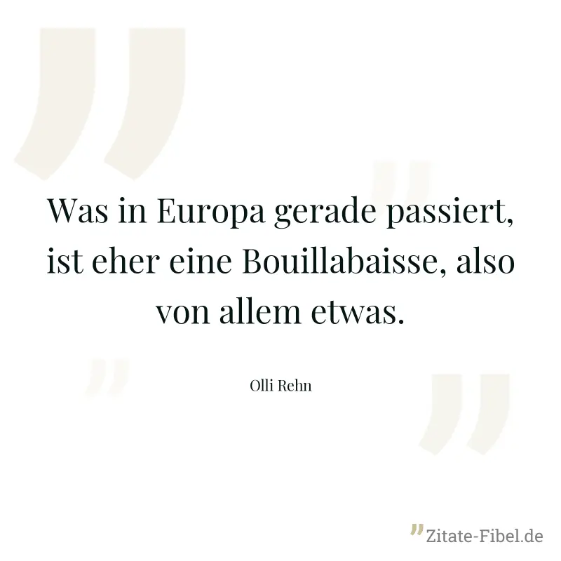 Was in Europa gerade passiert, ist eher eine Bouillabaisse, also von allem etwas. - Olli Rehn