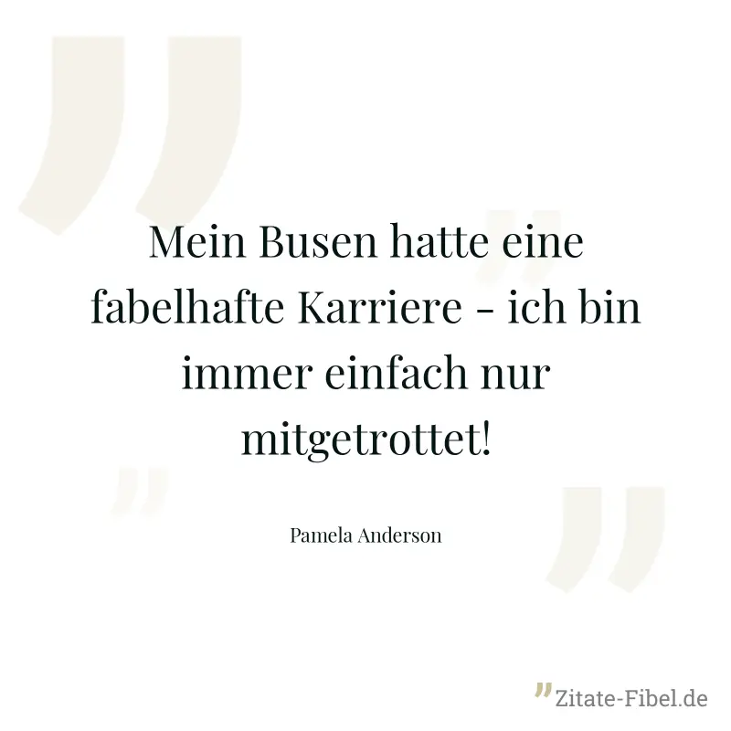 Mein Busen hatte eine fabelhafte Karriere - ich bin immer einfach nur mitgetrottet! - Pamela Anderson