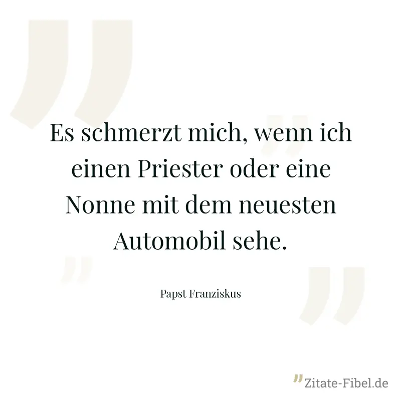 Es schmerzt mich, wenn ich einen Priester oder eine Nonne mit dem neuesten Automobil sehe. - Papst Franziskus