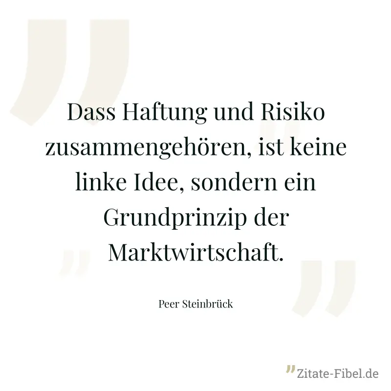Dass Haftung und Risiko zusammengehören, ist keine linke Idee, sondern ein Grundprinzip der Marktwirtschaft. - Peer Steinbrück