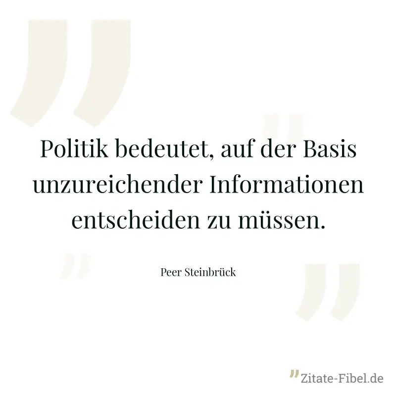 Politik bedeutet, auf der Basis unzureichender Informationen entscheiden zu müssen. - Peer Steinbrück