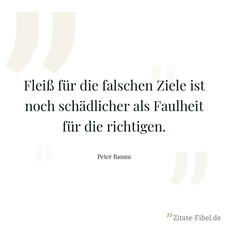 Fleiß für die falschen Ziele ist noch schädlicher als Faulheit für die richtigen. - Peter Bamm