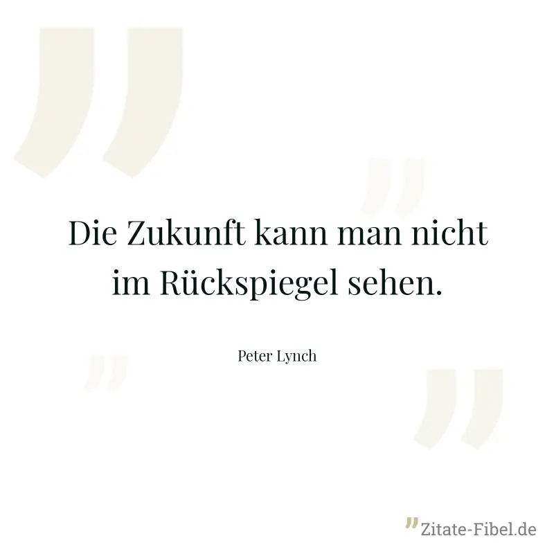 Die Zukunft kann man nicht im Rückspiegel sehen. - Peter Lynch
