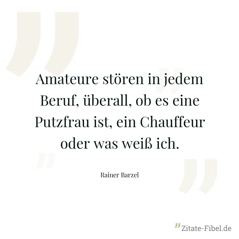Amateure stören in jedem Beruf, überall, ob es eine Putzfrau ist, ein Chauffeur oder was weiß ich. - Rainer Barzel