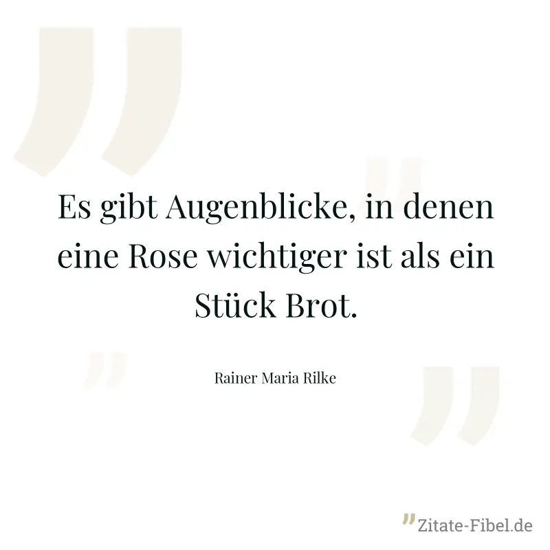 Es gibt Augenblicke, in denen eine Rose wichtiger ist als ein Stück Brot. - Rainer Maria Rilke