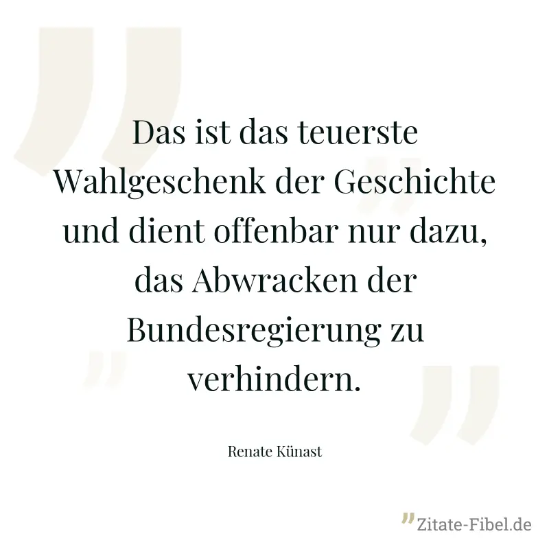 Das ist das teuerste Wahlgeschenk der Geschichte und dient offenbar nur dazu, das Abwracken der Bundesregierung zu verhindern. - Renate Künast