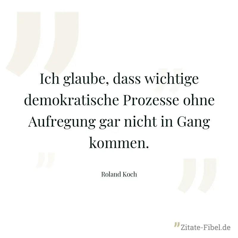 Ich glaube, dass wichtige demokratische Prozesse ohne Aufregung gar nicht in Gang kommen. - Roland Koch