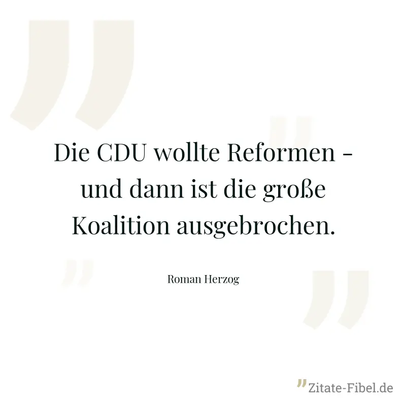 Die CDU wollte Reformen - und dann ist die große Koalition ausgebrochen. - Roman Herzog
