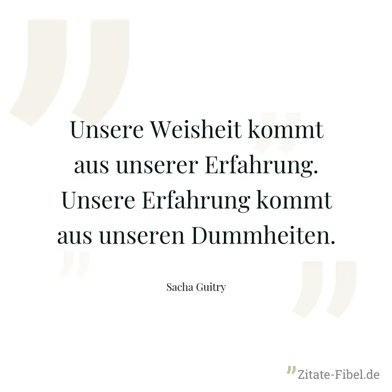 Unsere Weisheit kommt aus unserer Erfahrung. Unsere Erfahrung kommt aus unseren Dummheiten. - Sacha Guitry