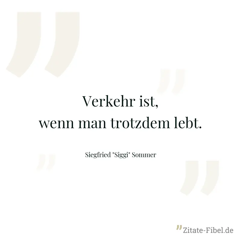 Verkehr ist, wenn man trotzdem lebt. - Siegfried "Siggi" Sommer