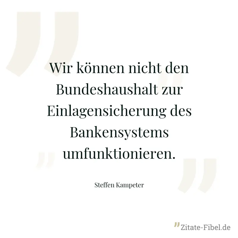 Wir können nicht den Bundeshaushalt zur Einlagensicherung des Bankensystems umfunktionieren. - Steffen Kampeter