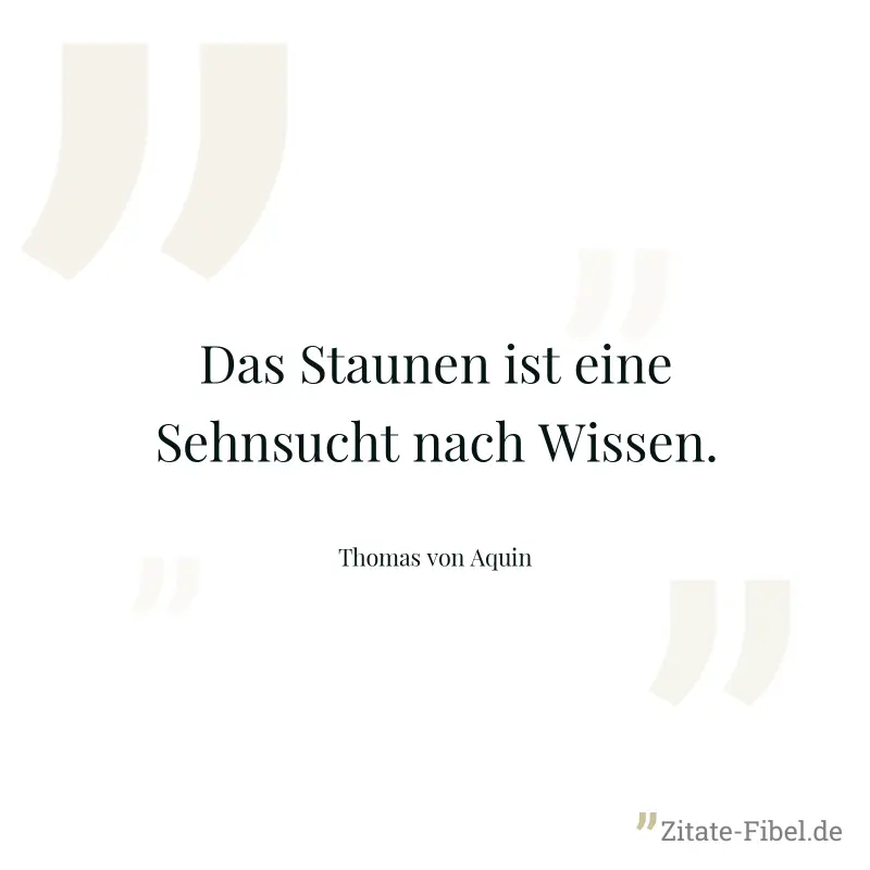 Das Staunen ist eine Sehnsucht nach Wissen. - Thomas von Aquin