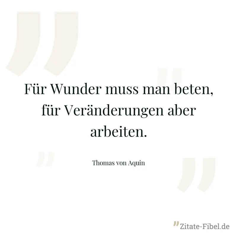 Für Wunder muss man beten, für Veränderungen aber arbeiten. - Thomas von Aquin
