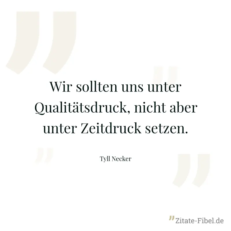 Wir sollten uns unter Qualitätsdruck, nicht aber unter Zeitdruck setzen. - Tyll Necker