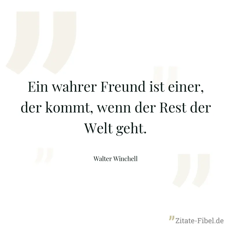 Ein wahrer Freund ist einer, der kommt, wenn der Rest der Welt geht. - Walter Winchell