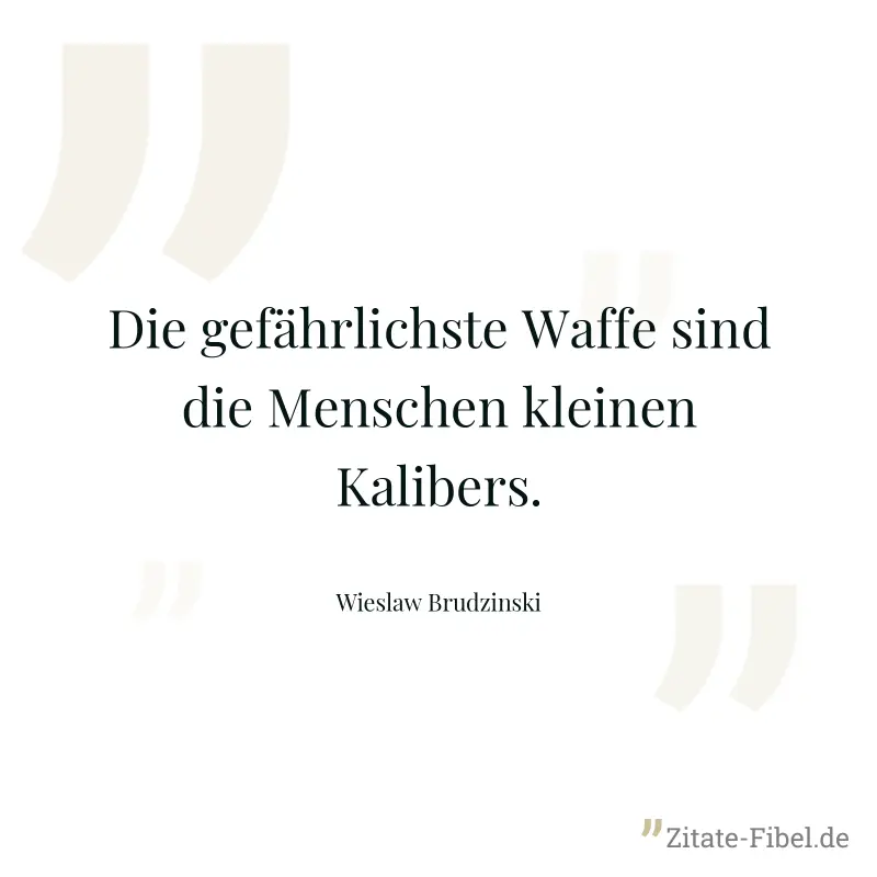 Die gefährlichste Waffe sind die Menschen kleinen Kalibers. - Wieslaw Brudzinski