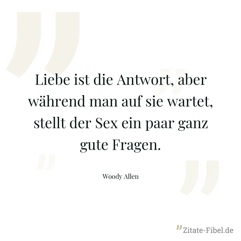 Liebe ist die Antwort, aber während man auf sie wartet, stellt der Sex ein paar ganz gute Fragen.