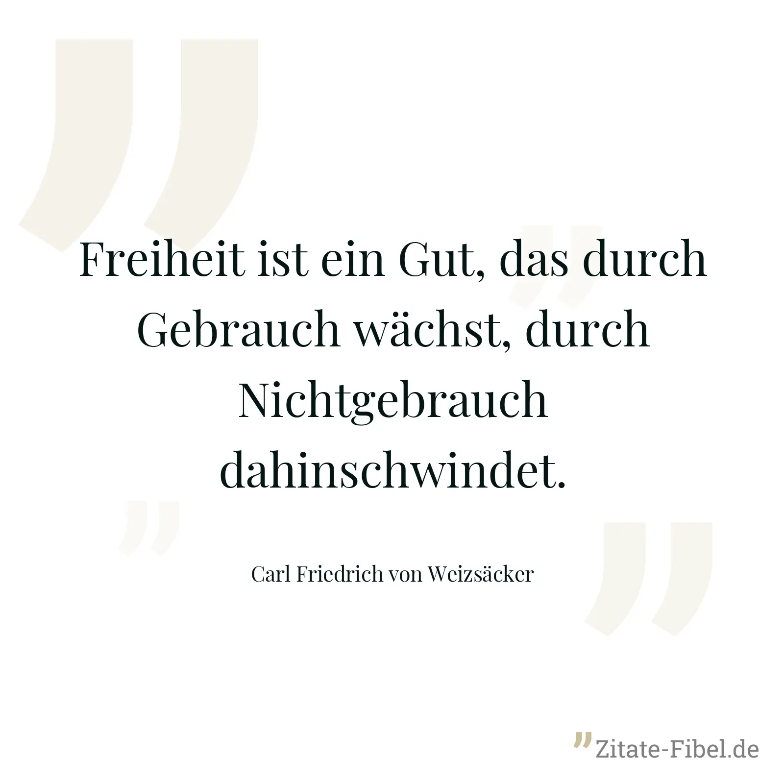 Freiheit ist ein Gut, das durch Gebrauch wächst, durch Nichtgebrauch dahinschwindet. - Carl Friedrich von Weizsäcker