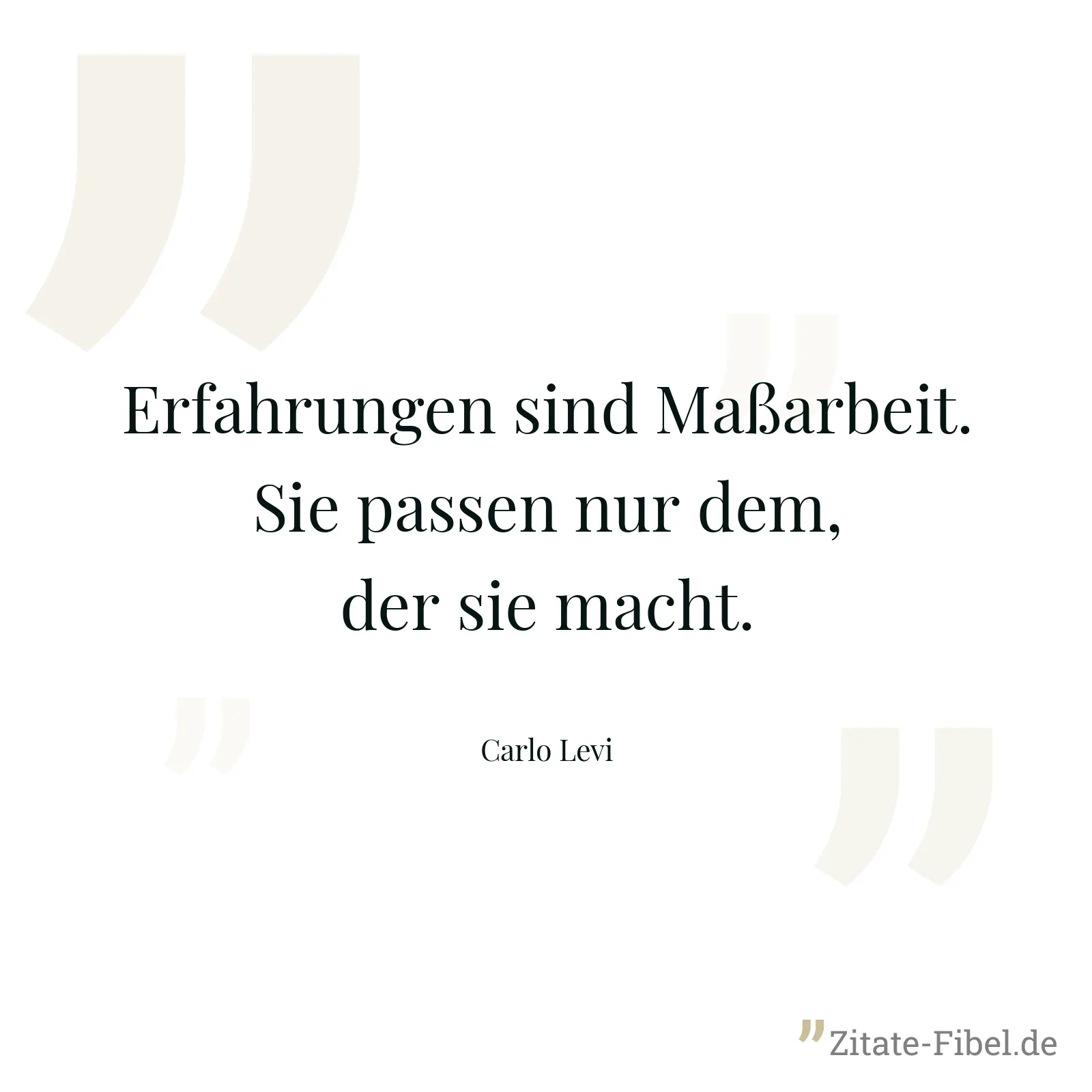 Erfahrungen sind Maßarbeit. Sie passen nur dem, der sie macht. - Carlo Levi