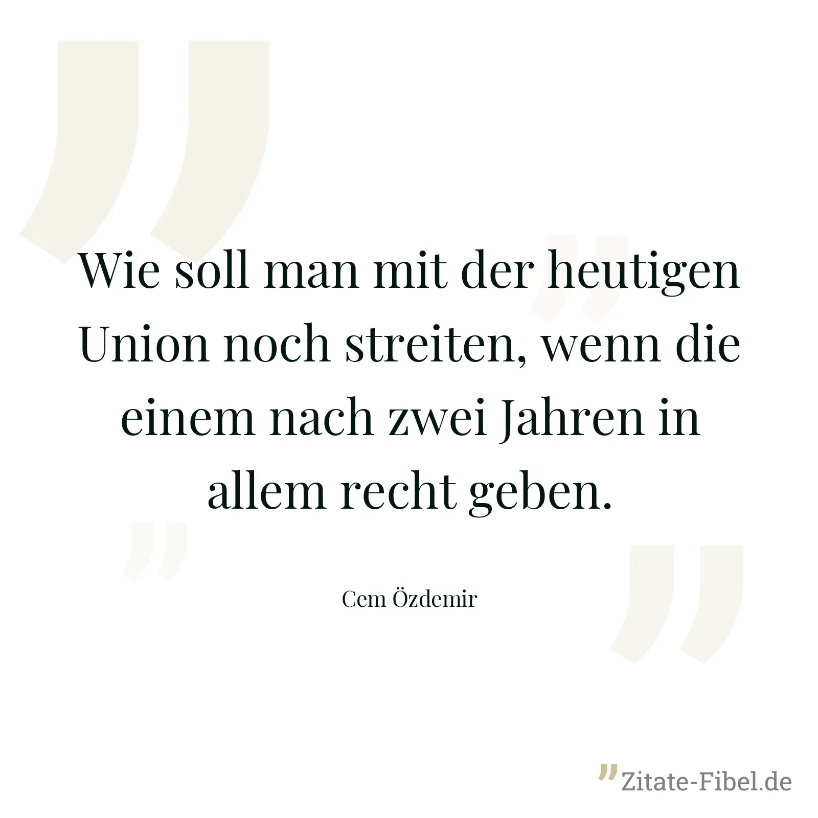 Wie soll man mit der heutigen Union noch streiten, wenn die einem nach zwei Jahren in allem recht geben. - Cem Özdemir