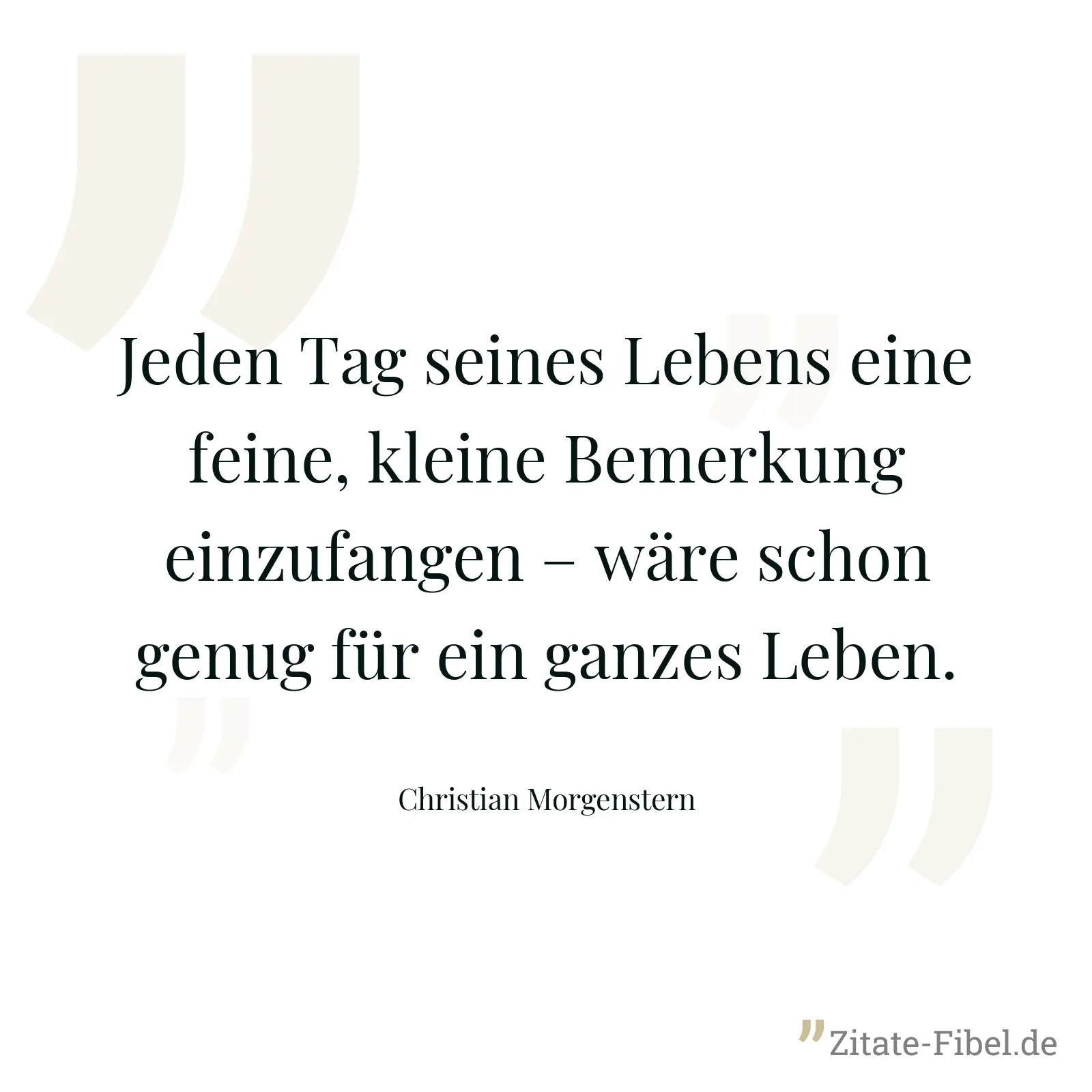 Jeden Tag seines Lebens eine feine, kleine Bemerkung einzufangen – wäre schon genug für ein ganzes Leben. - Christian Morgenstern