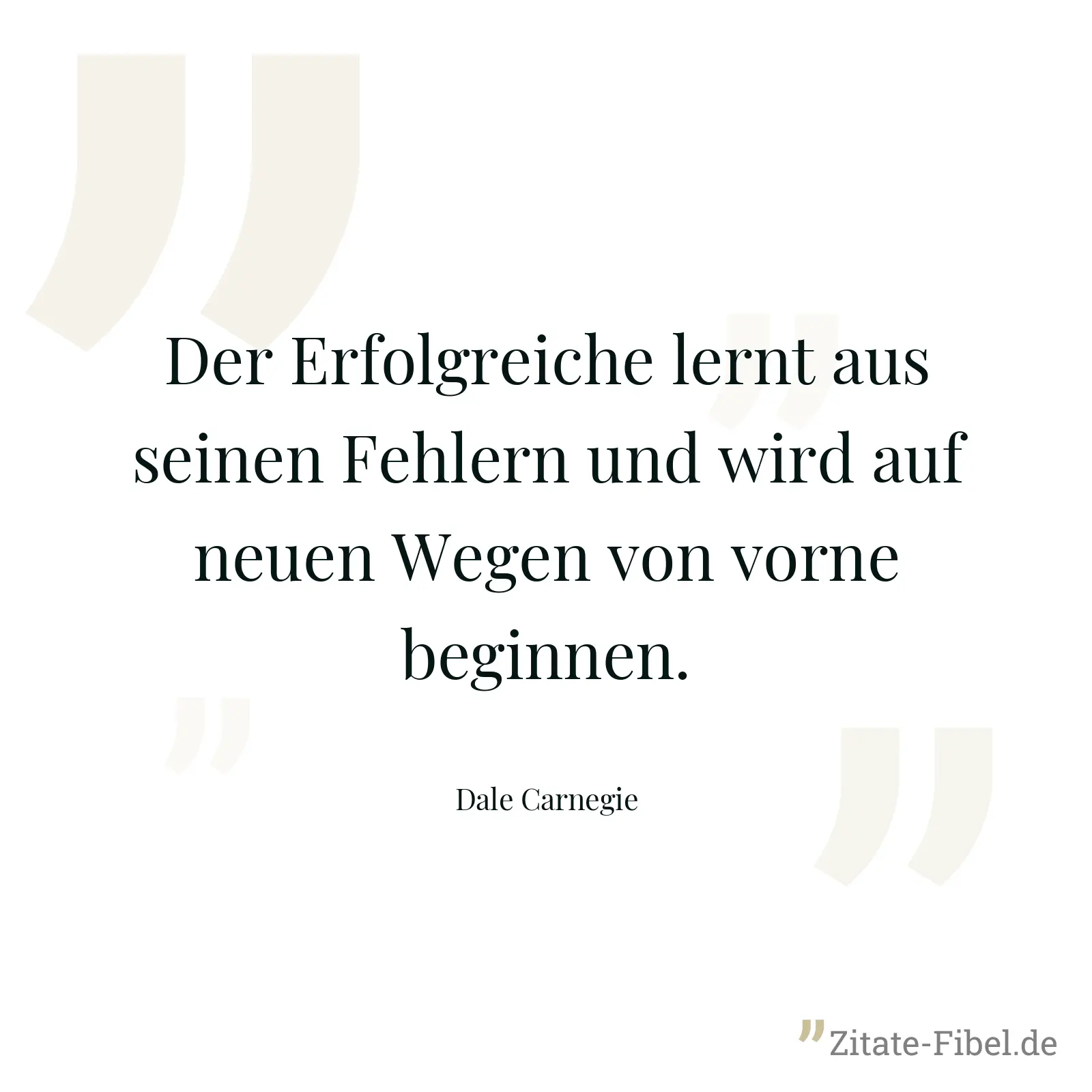Der Erfolgreiche lernt aus seinen Fehlern und wird auf neuen Wegen von vorne beginnen. - Dale Carnegie