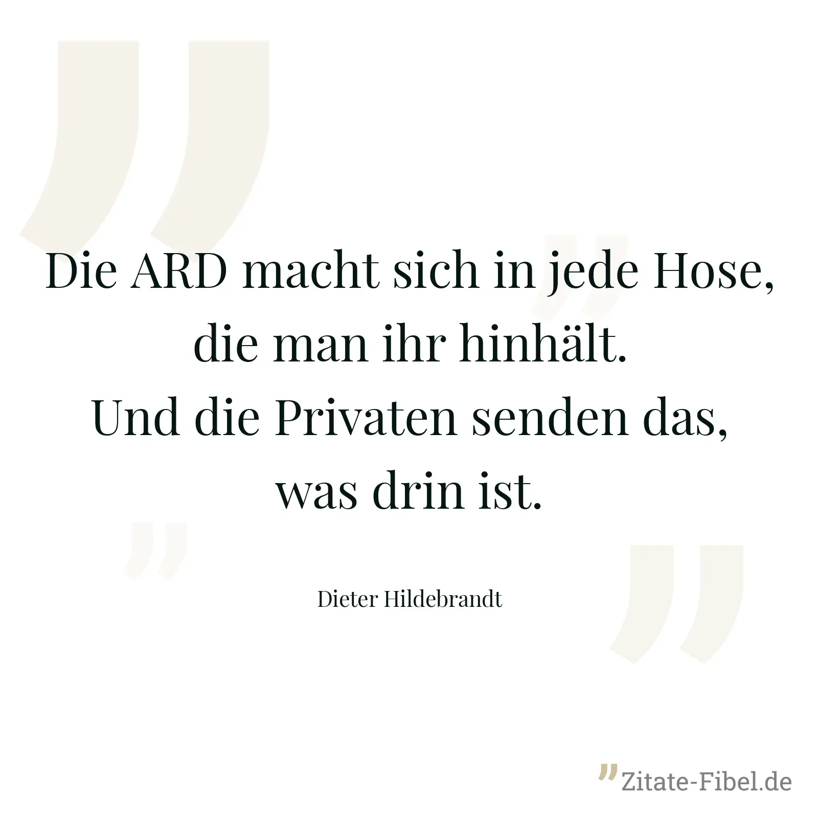 Die ARD macht sich in jede Hose, die man ihr hinhält. Und die Privaten senden das, was drin ist. - Dieter Hildebrandt