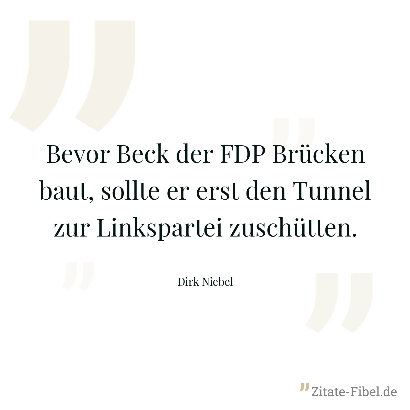 Bevor Beck der FDP Brücken baut, sollte er erst den Tunnel zur Linkspartei zuschütten. - Dirk Niebel