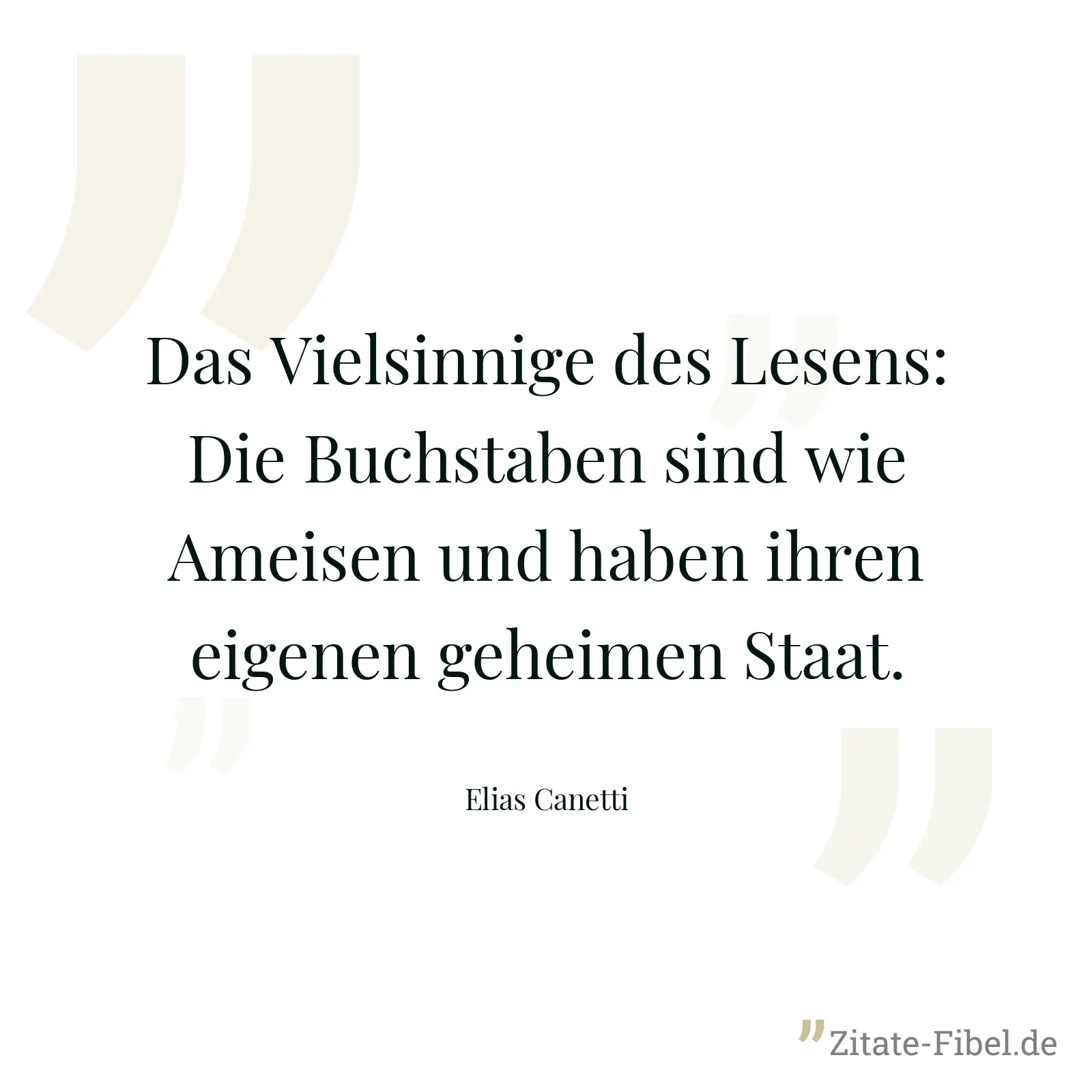 Das Vielsinnige des Lesens: Die Buchstaben sind wie Ameisen und haben ihren eigenen geheimen Staat. - Elias Canetti