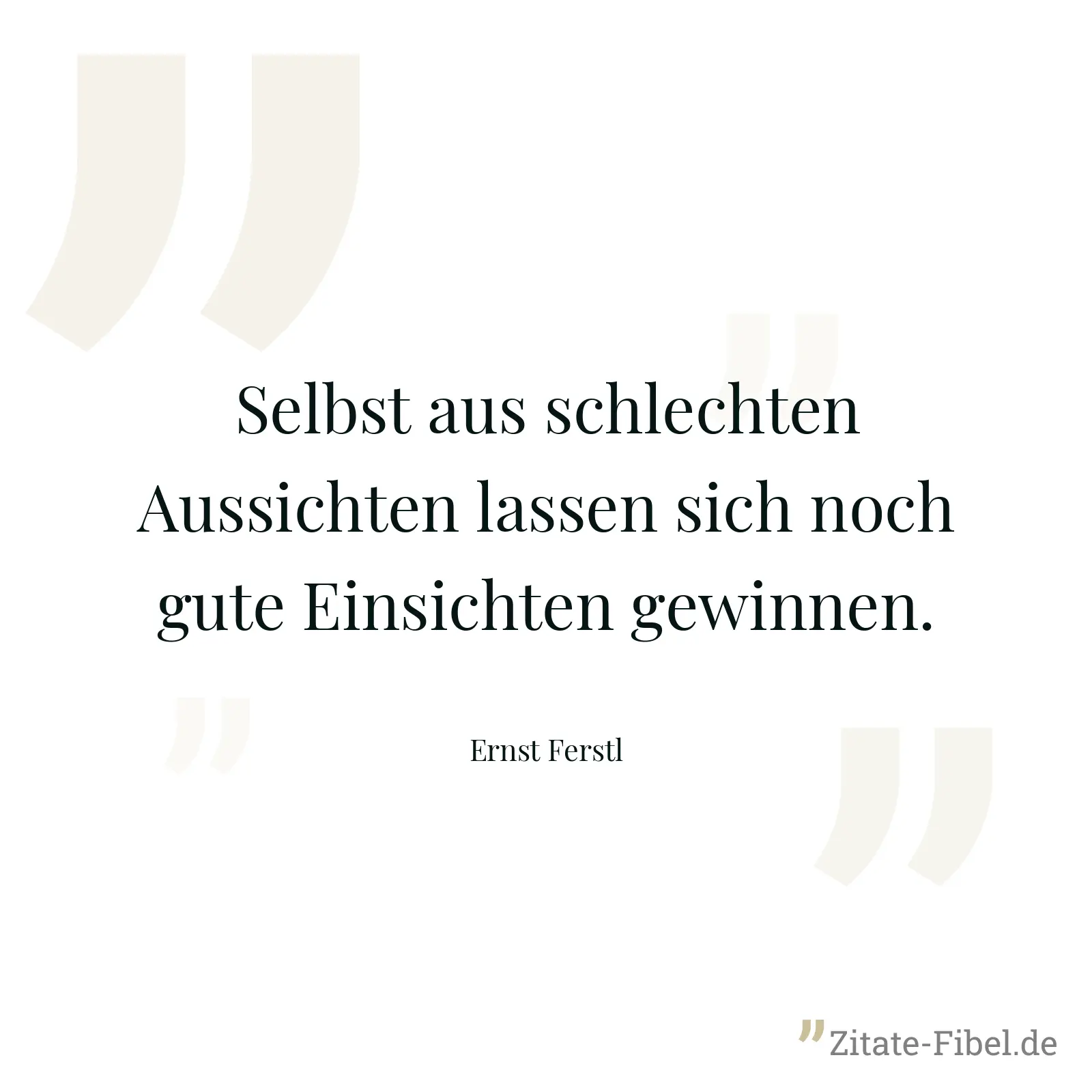 Selbst aus schlechten Aussichten lassen sich noch gute Einsichten gewinnen. - Ernst Ferstl