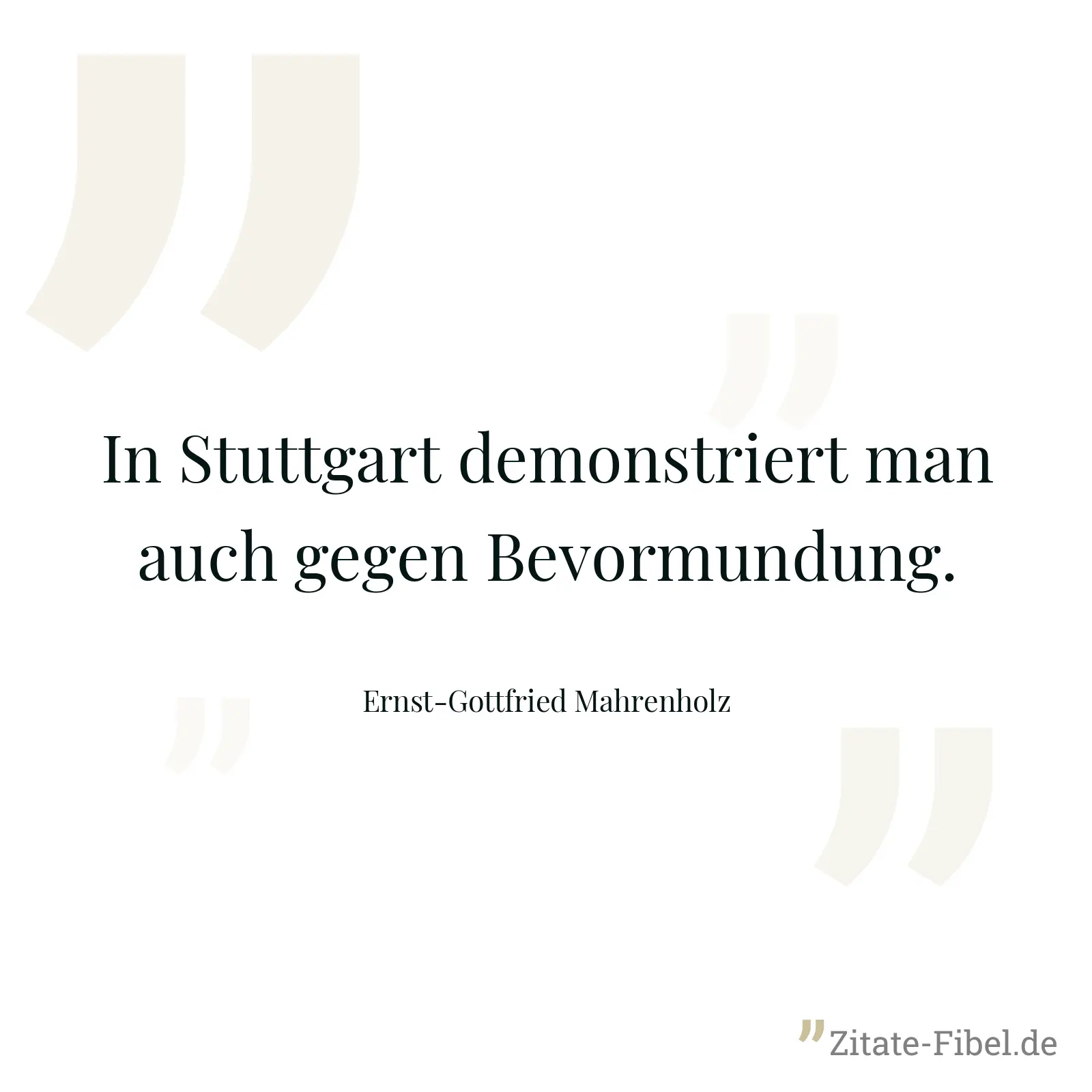 In Stuttgart demonstriert man auch gegen Bevormundung. - Ernst-Gottfried Mahrenholz