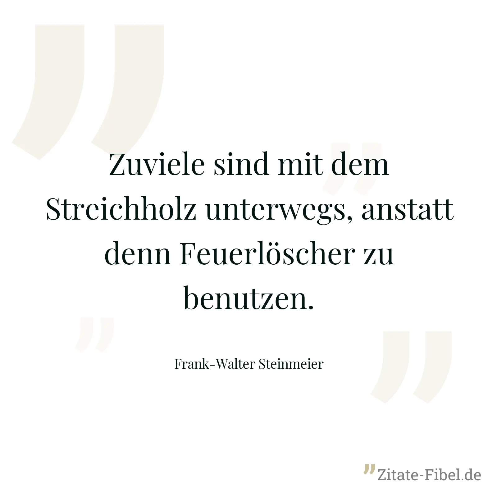 Zuviele sind mit dem Streichholz unterwegs, anstatt denn Feuerlöscher zu benutzen. - Frank-Walter Steinmeier