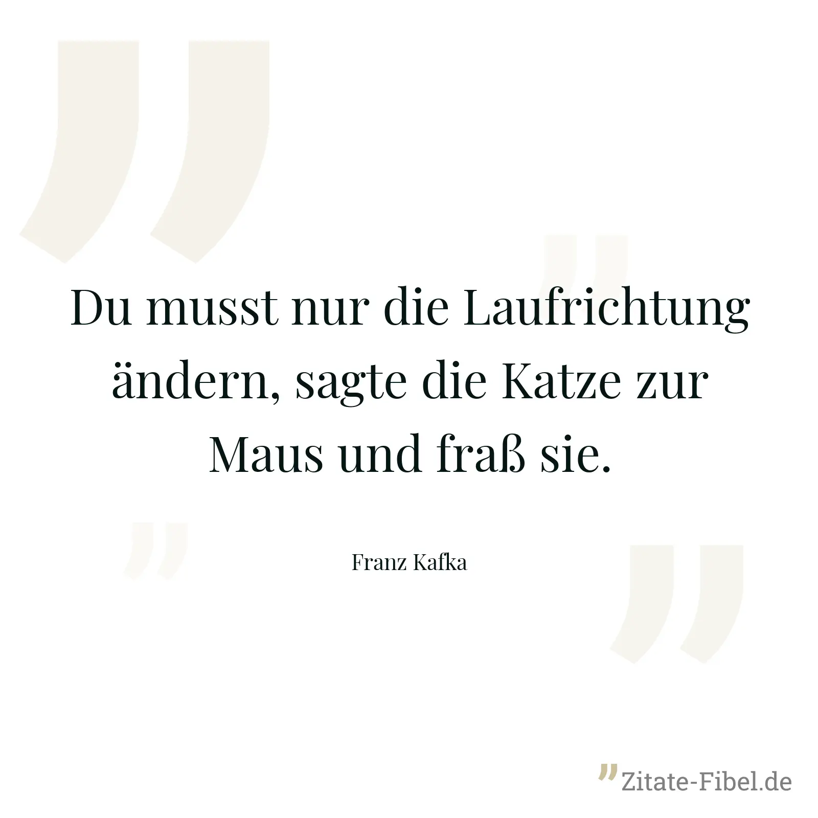 Du musst nur die Laufrichtung ändern, sagte die Katze zur Maus und fraß sie. - Franz Kafka