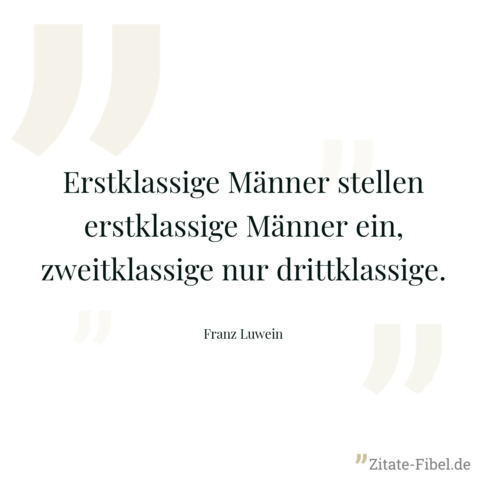 Erstklassige Männer stellen erstklassige Männer ein, zweitklassige nur drittklassige. - Franz Luwein