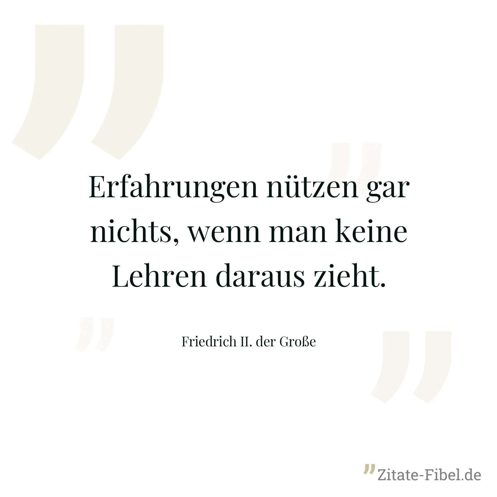 Erfahrungen nützen gar nichts, wenn man keine Lehren daraus zieht. - Friedrich II. der Große