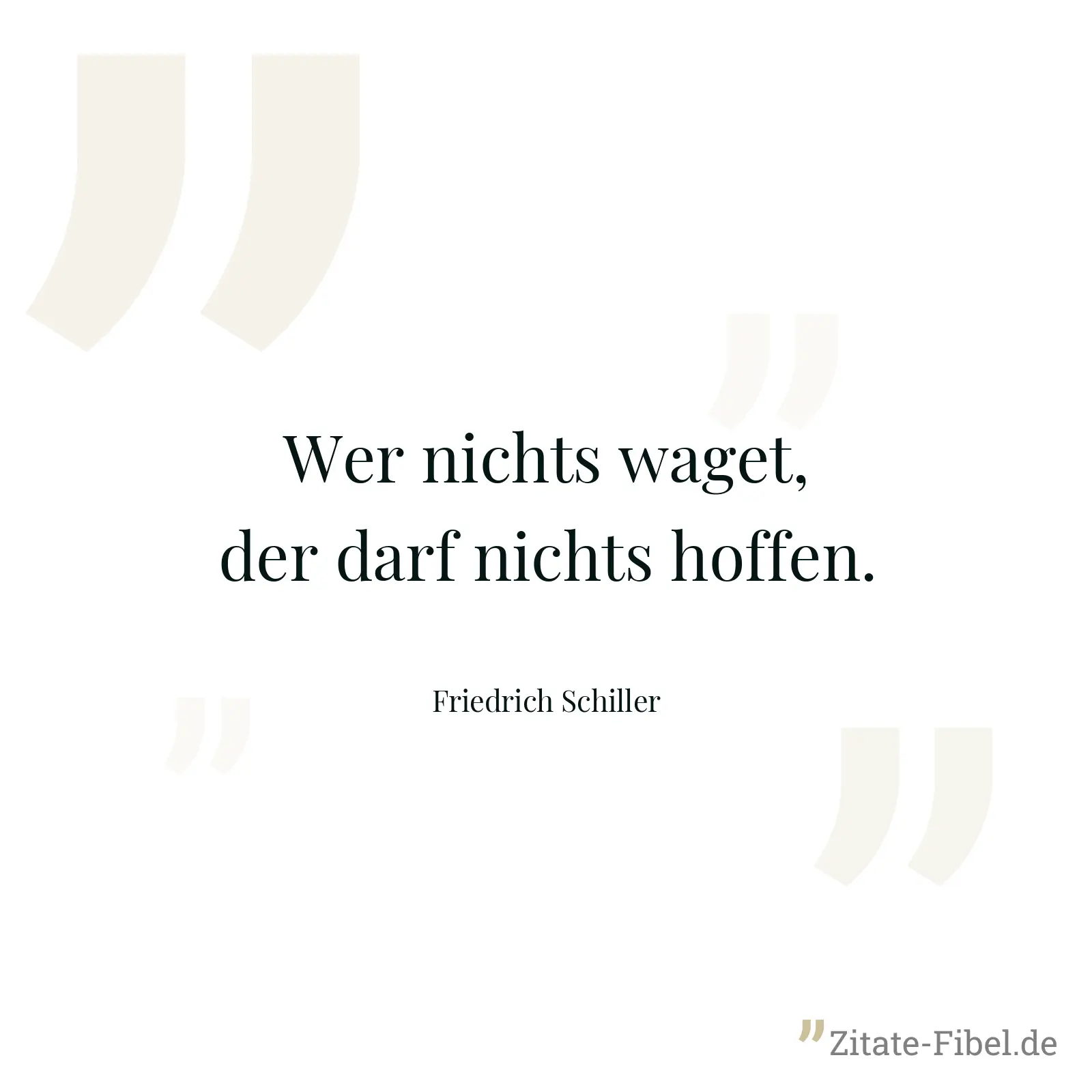 Wer nichts waget, der darf nichts hoffen. - Friedrich Schiller
