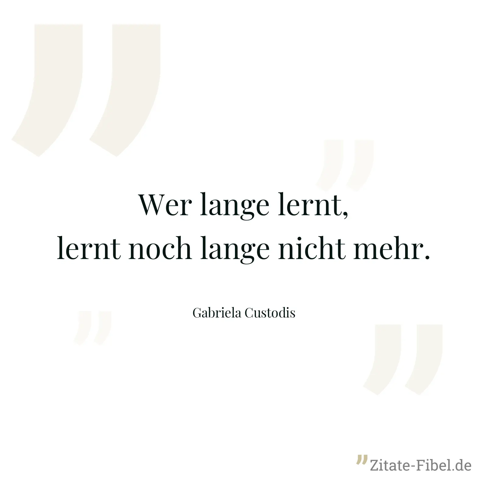 Wer lange lernt, lernt noch lange nicht mehr. - Gabriela Custodis