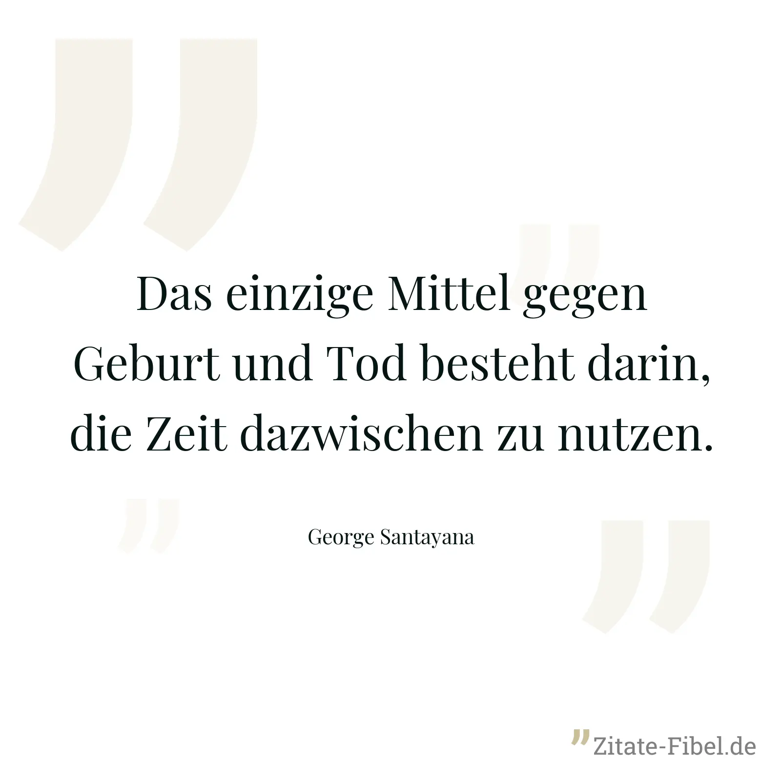 Das einzige Mittel gegen Geburt und Tod besteht darin, die Zeit dazwischen zu nutzen. - George Santayana