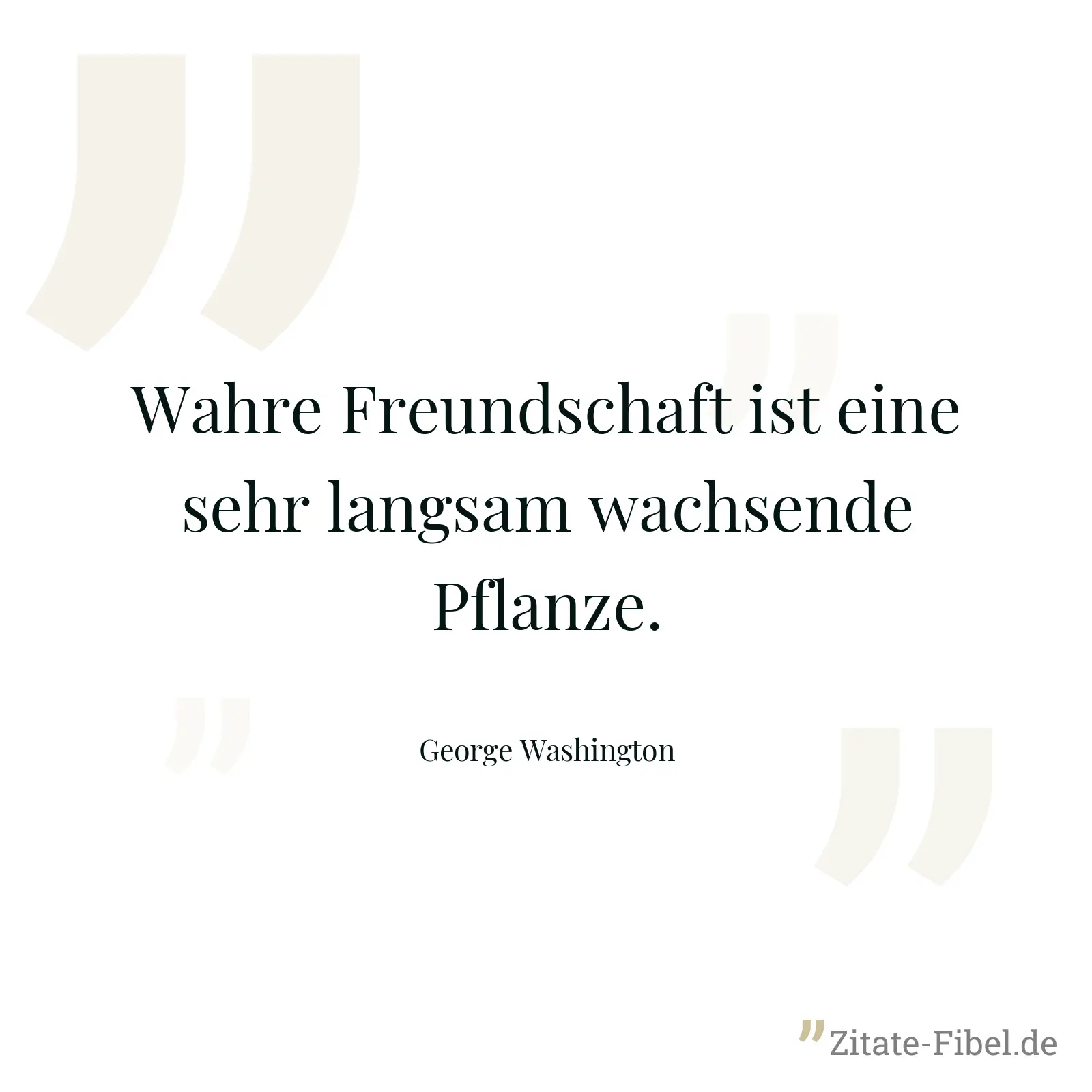 Wahre Freundschaft ist eine sehr langsam wachsende Pflanze. - George Washington