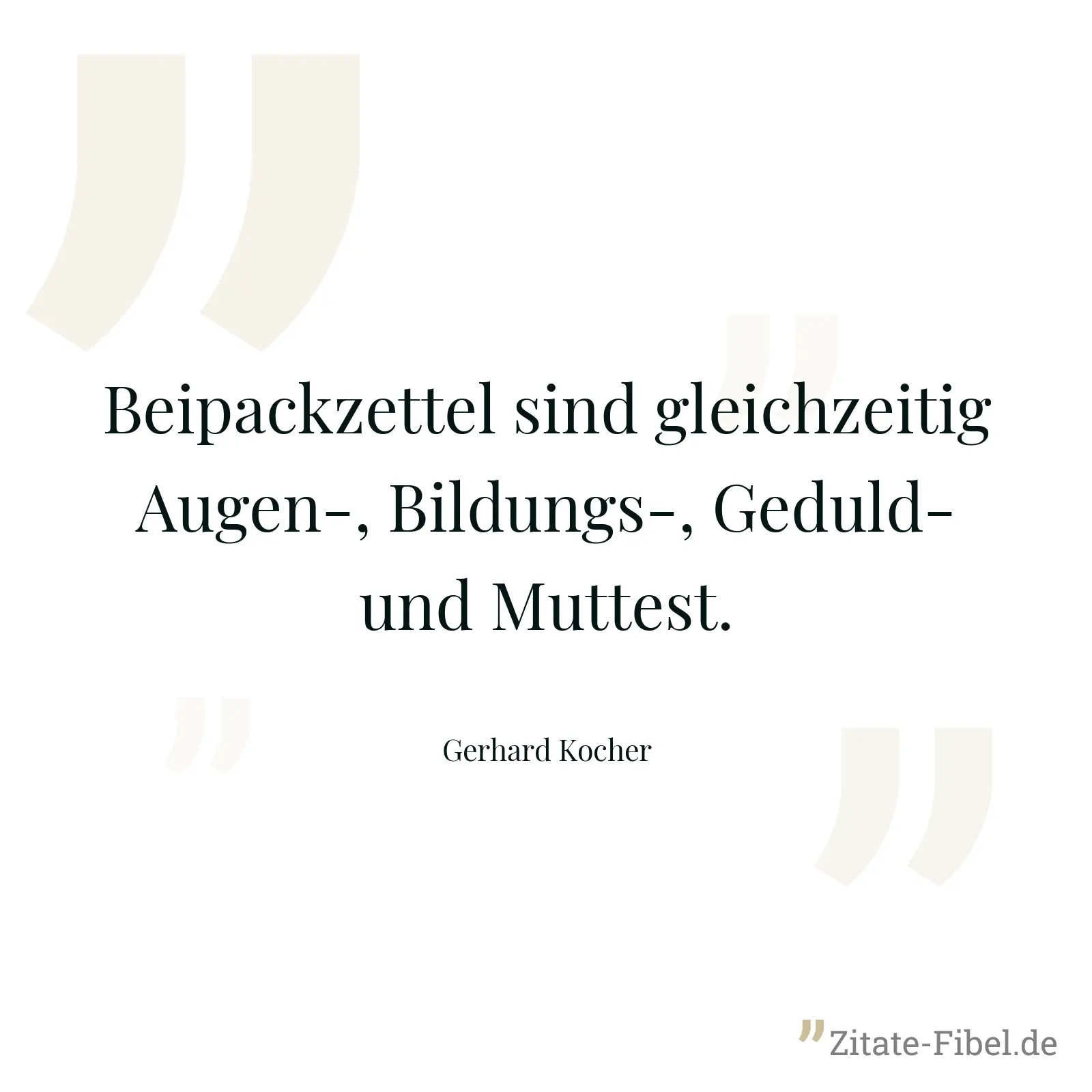 Beipackzettel sind gleichzeitig Augen-, Bildungs-, Geduld- und Muttest. - Gerhard Kocher