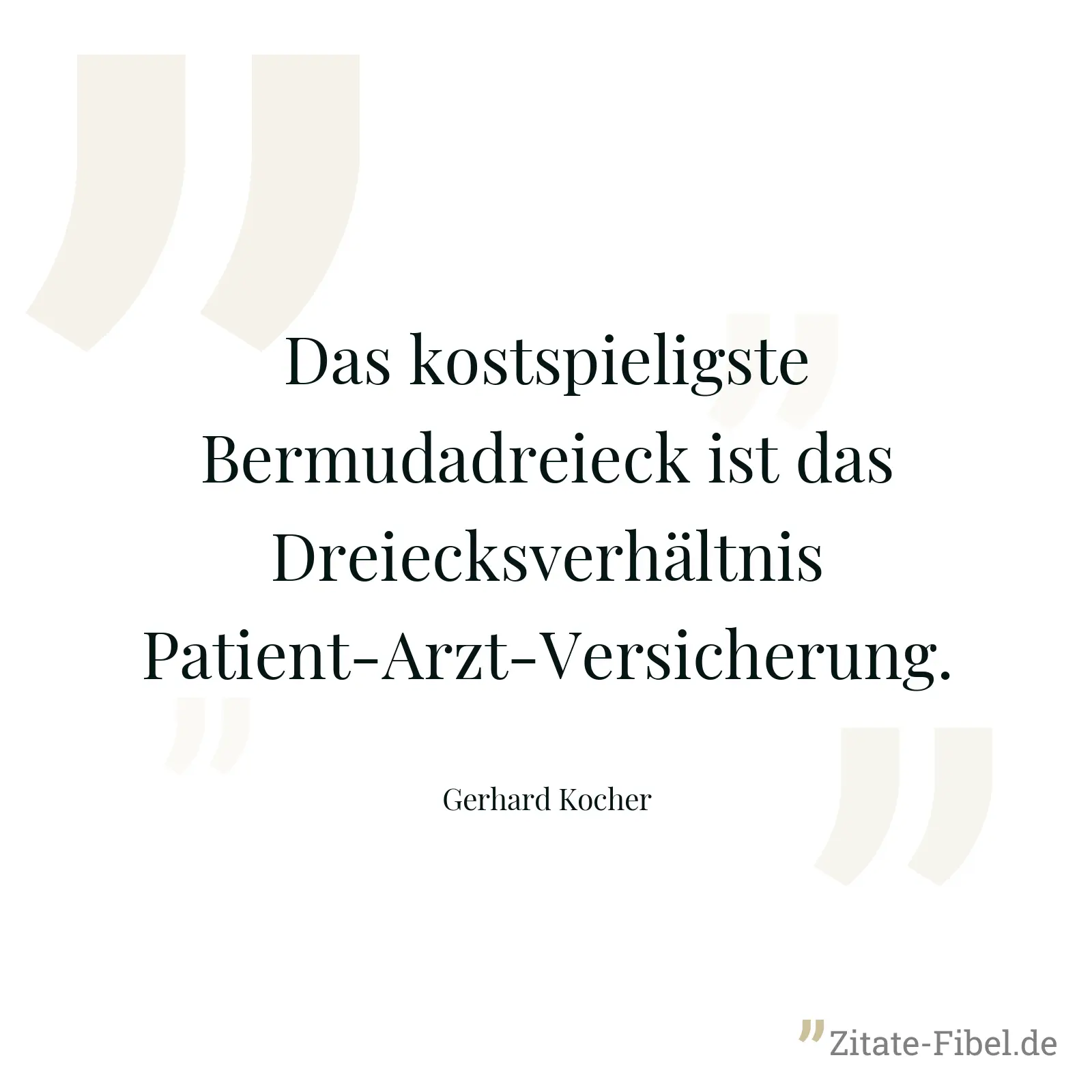 Das kostspieligste Bermudadreieck ist das Dreiecksverhältnis Patient-Arzt-Versicherung. - Gerhard Kocher