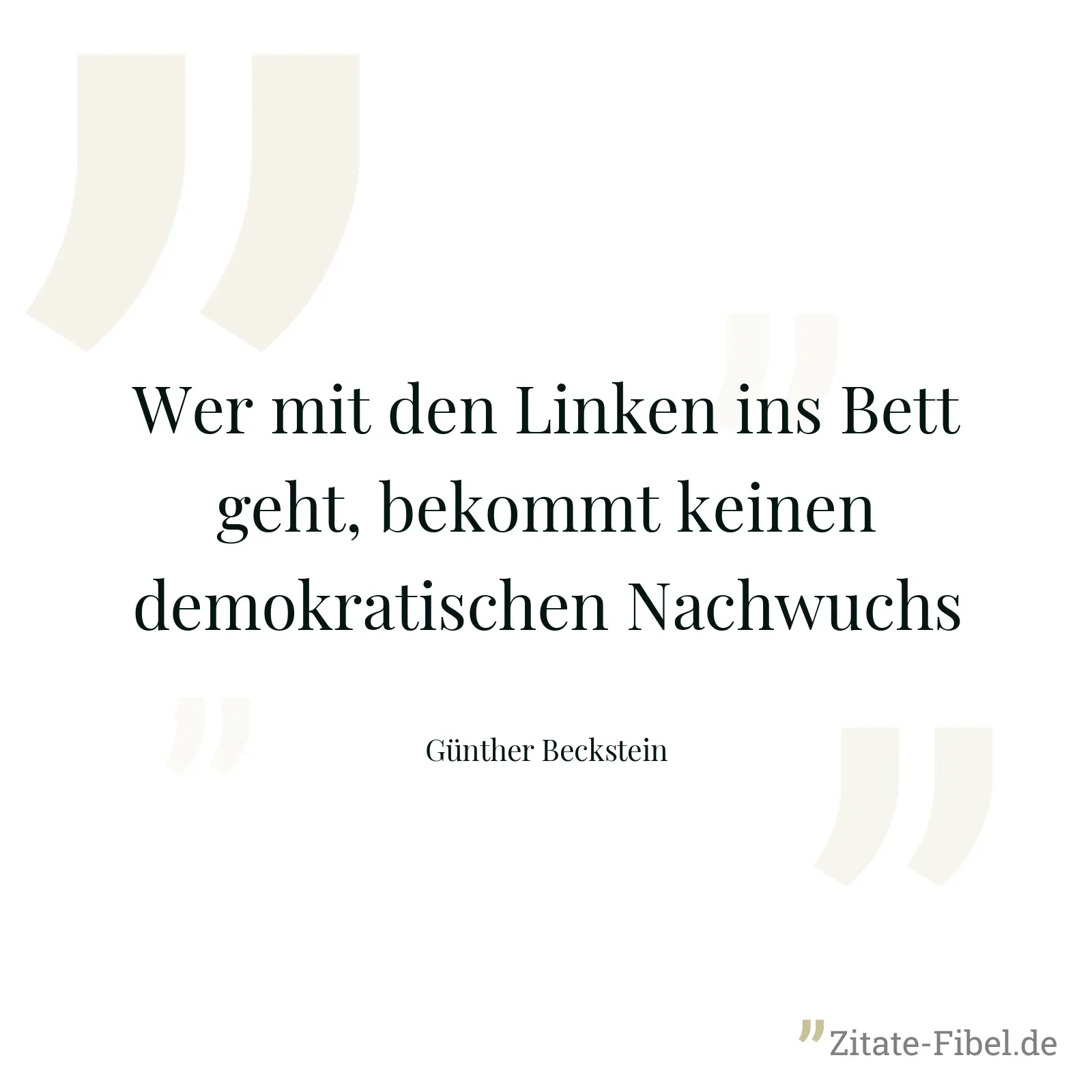 Wer mit den Linken ins Bett geht, bekommt keinen demokratischen Nachwuchs - Günther Beckstein