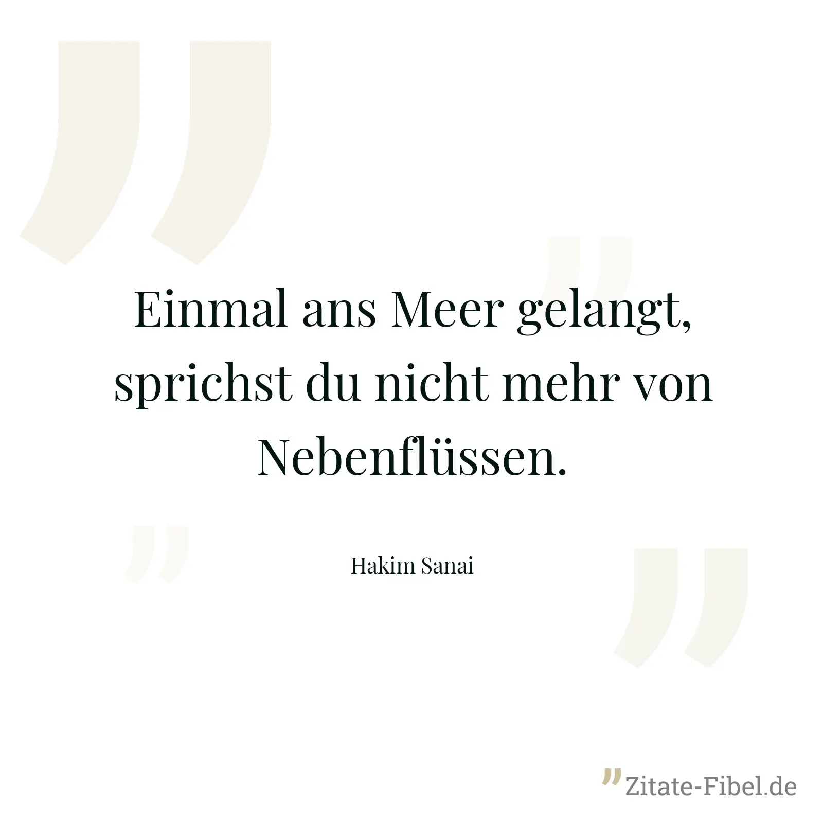 Einmal ans Meer gelangt, sprichst du nicht mehr von Nebenflüssen. - Hakim Sanai