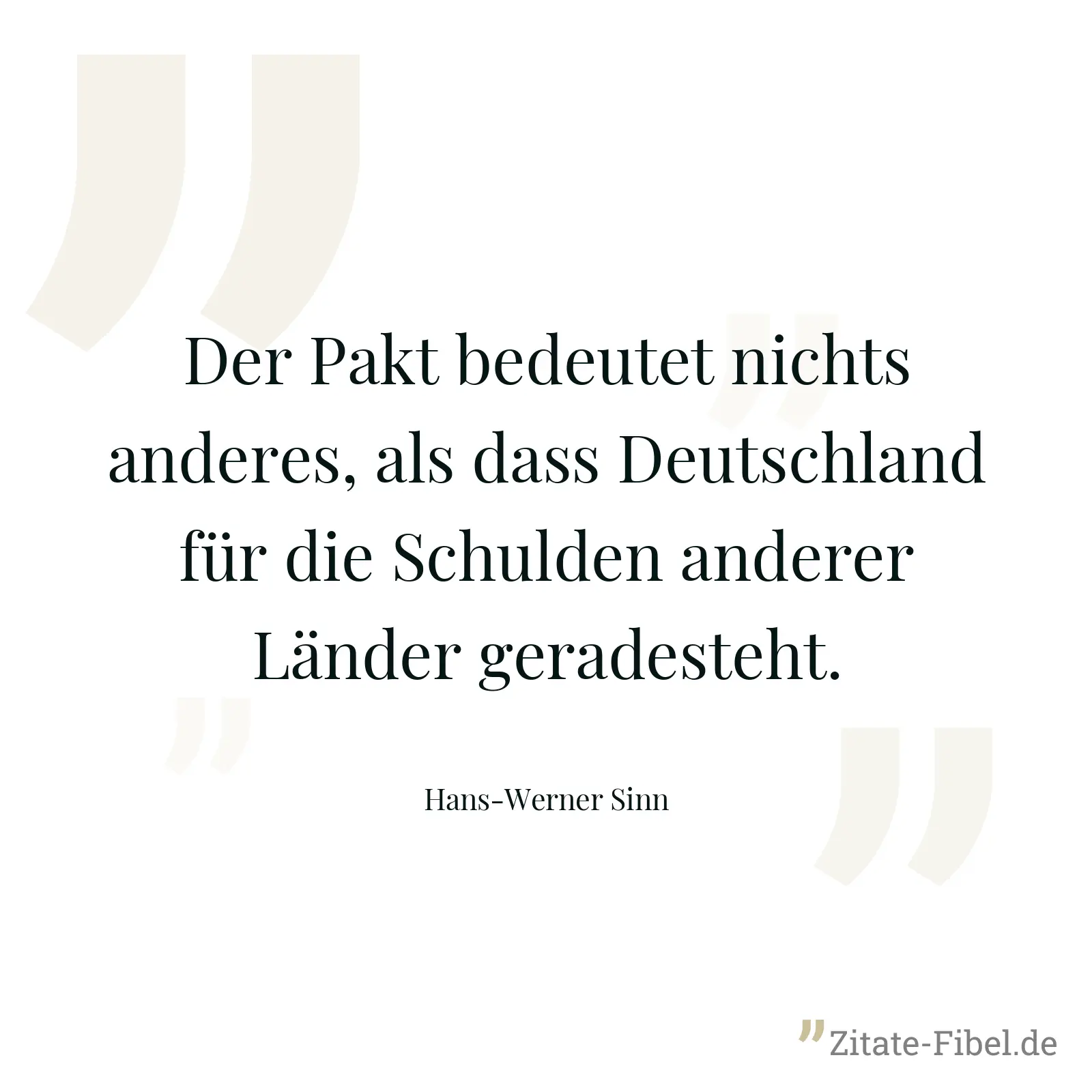 Der Pakt bedeutet nichts anderes, als dass Deutschland für die Schulden anderer Länder geradesteht. - Hans-Werner Sinn