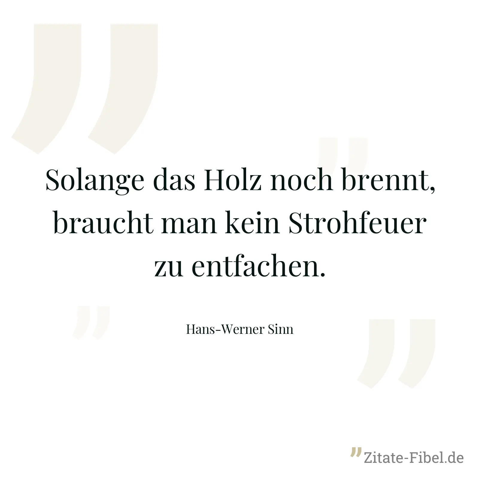 Solange das Holz noch brennt, braucht man kein Strohfeuer zu entfachen. - Hans-Werner Sinn