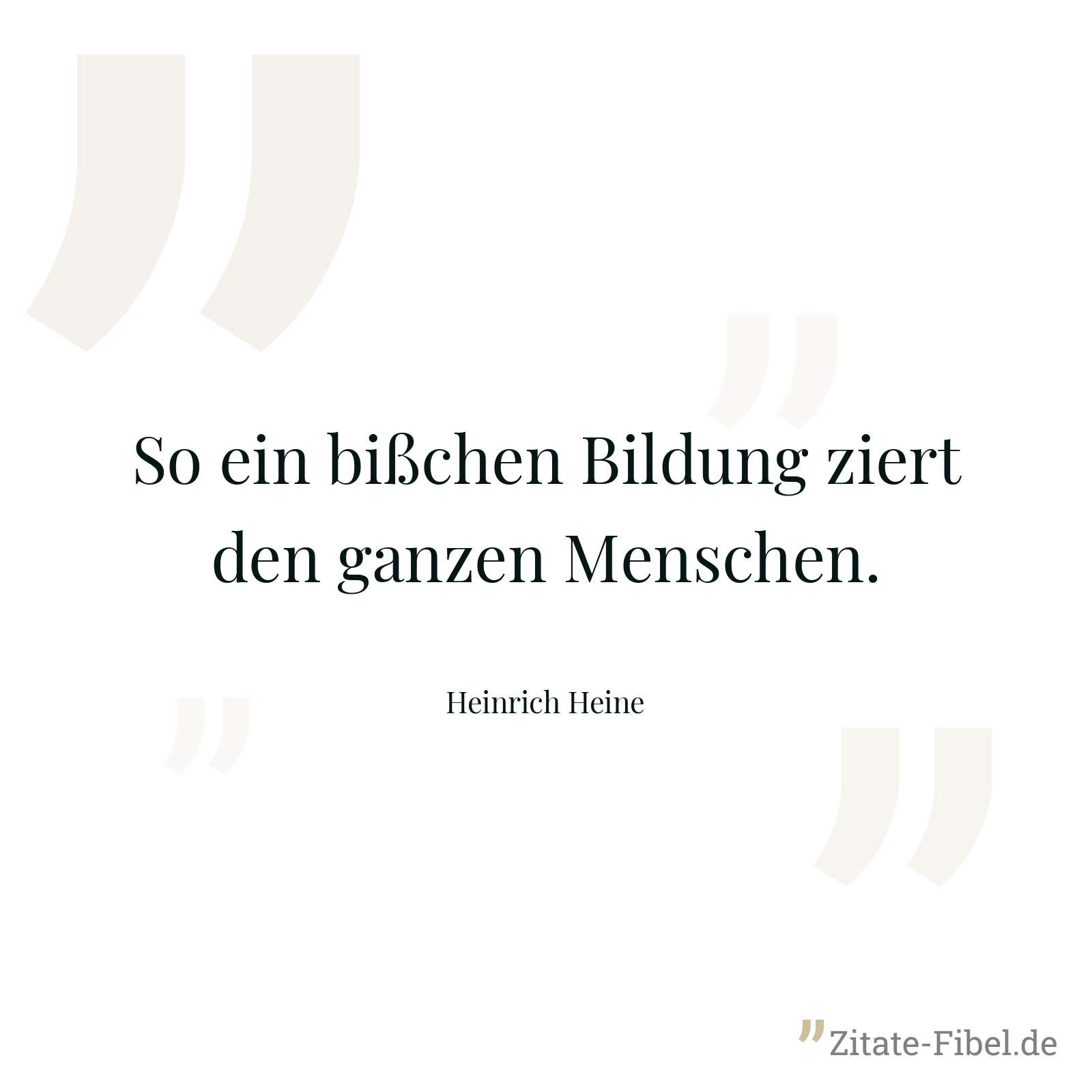 So ein bißchen Bildung ziert den ganzen Menschen. - Heinrich Heine